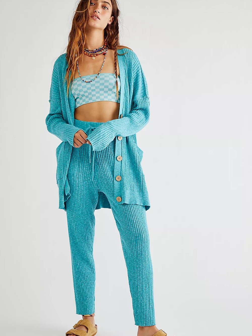 Free People Beach High Rise Pants Boho Soft Stretch Straight Comfort Swim